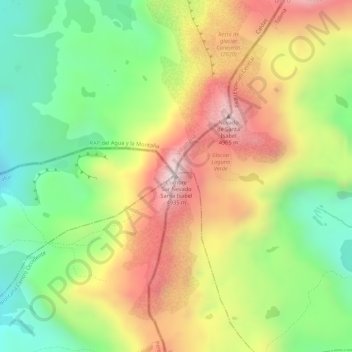 Mappa topografica Cumbre Sur Nevado Santa Isabel, altitudine, rilievo