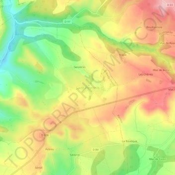 Mappa topografica Saint-Peyronis, altitudine, rilievo