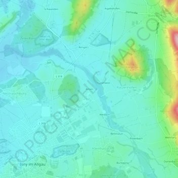 Mappa topografica Achen, altitudine, rilievo