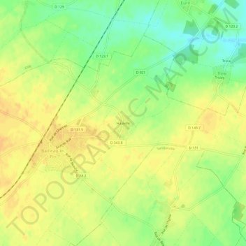 Mappa topografica Hauville, altitudine, rilievo