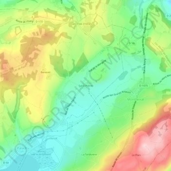 Mappa topografica Saint-Pierre, altitudine, rilievo