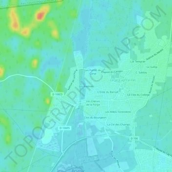Mappa topografica Les Badines, altitudine, rilievo