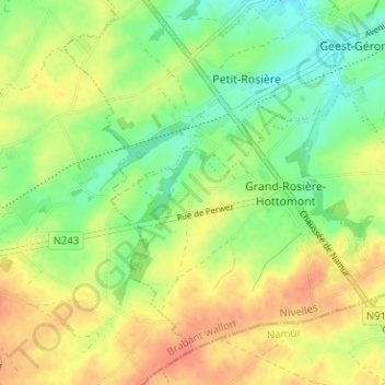 Mappa topografica Le Chenois, altitudine, rilievo