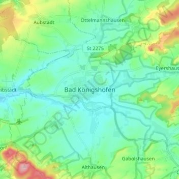 Mappa topografica Bad Königshofen, altitudine, rilievo