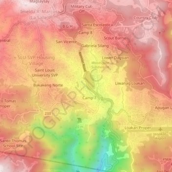 Mappa topografica Camp 7, altitudine, rilievo