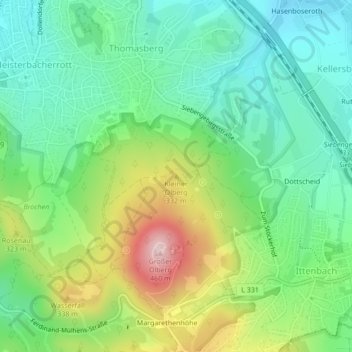 Mappa topografica Kleiner Ölberg, altitudine, rilievo