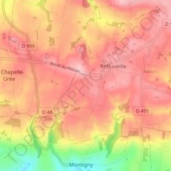Mappa topografica Launay, altitudine, rilievo