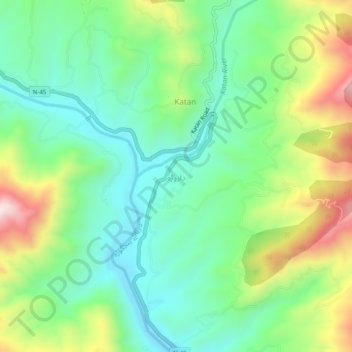 Mappa topografica Darora, altitudine, rilievo