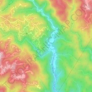 Mappa topografica Powderhorn Mountain, altitudine, rilievo
