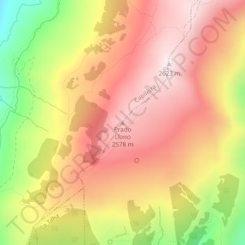 Mappa topografica Prado Llano, altitudine, rilievo