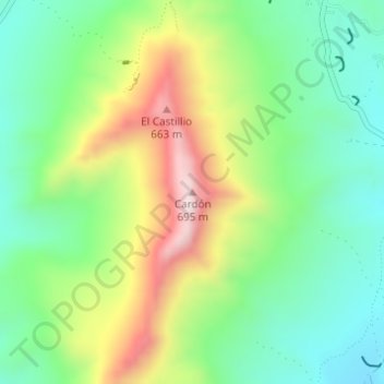 Mappa topografica Cardón, altitudine, rilievo