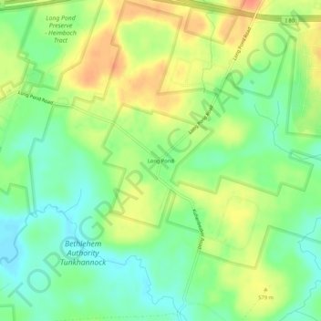 Mappa topografica Long Pond, altitudine, rilievo