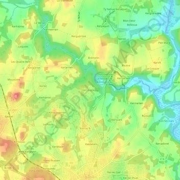 Mappa topografica Kerrousseau, altitudine, rilievo