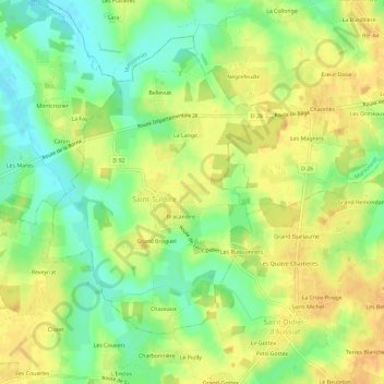 Mappa topografica Viare Chossat, altitudine, rilievo