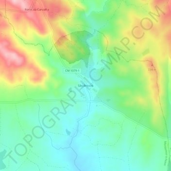 Mappa topografica São Brissos, altitudine, rilievo
