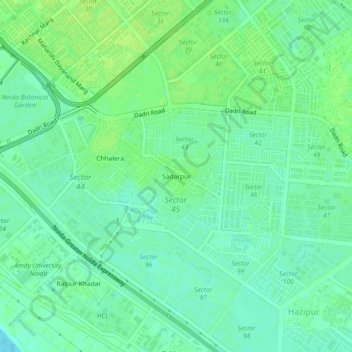 Mappa topografica Sadarpur, altitudine, rilievo