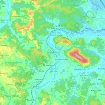 Mappa topografica Duga Resa, altitudine, rilievo