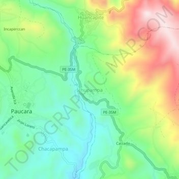 Mappa topografica Ichupampa, altitudine, rilievo