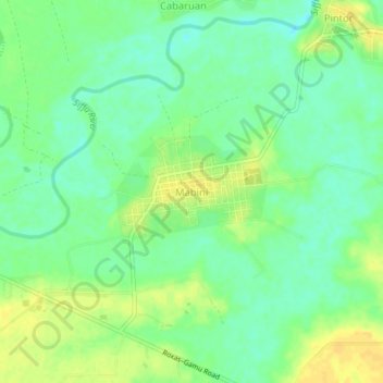 Mappa topografica Mabini, altitudine, rilievo