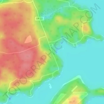 Mappa topografica Port Cunnington, altitudine, rilievo