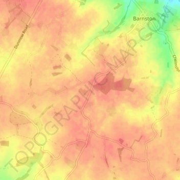 Mappa topografica Bishops Green, altitudine, rilievo