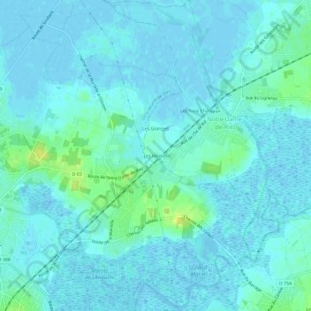 Mappa topografica Les Minées, altitudine, rilievo