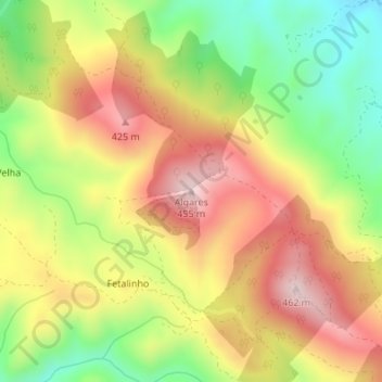 Mappa topografica Algares, altitudine, rilievo
