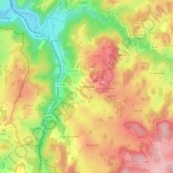 Mappa topografica Saint-Hilaire, altitudine, rilievo