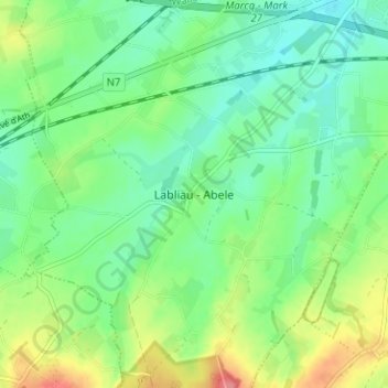 Mappa topografica Labliau, altitudine, rilievo