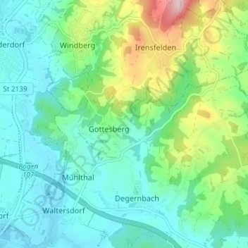 Mappa topografica Mitterbühl, altitudine, rilievo