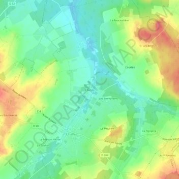 Mappa topografica L'Aunay, altitudine, rilievo