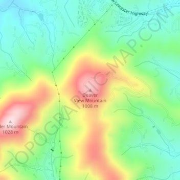 Mappa topografica Deaver View Mountain, altitudine, rilievo