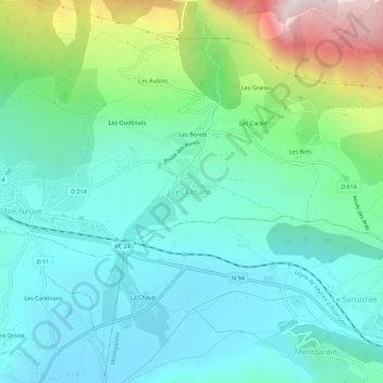 Mappa topografica Les Cesaris, altitudine, rilievo
