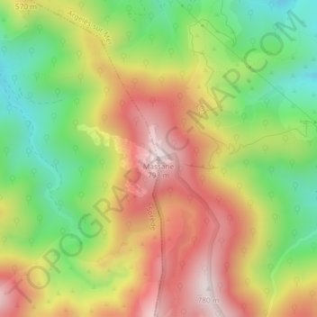 Mappa topografica Massane, altitudine, rilievo
