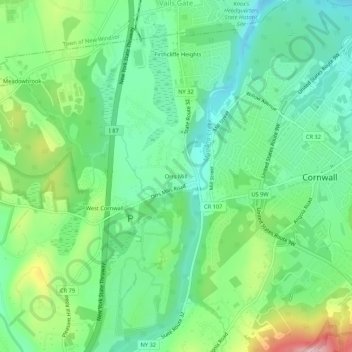 Mappa topografica Orrs Mill, altitudine, rilievo