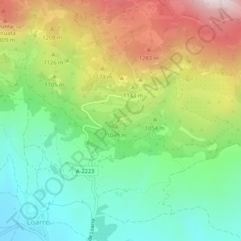 Mappa topografica Castillo de Loarre, altitudine, rilievo