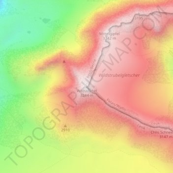 Mappa topografica Wildstrubel, altitudine, rilievo