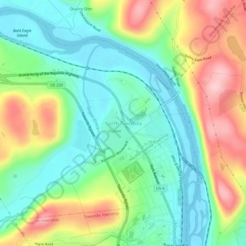 Mappa topografica North Towanda, altitudine, rilievo