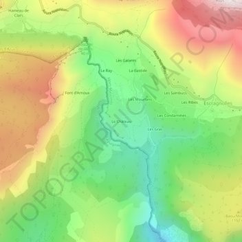 Mappa topografica Le Château, altitudine, rilievo