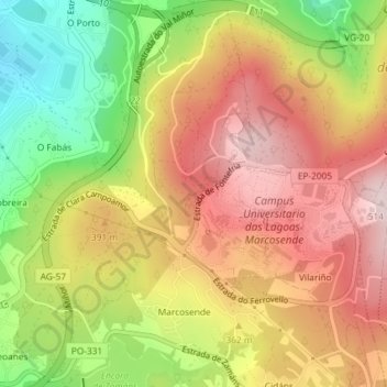 Mappa topografica Costales, altitudine, rilievo
