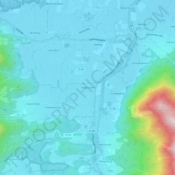 Mappa topografica Pettendorf, altitudine, rilievo