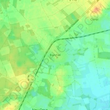 Mappa topografica Barchel, altitudine, rilievo
