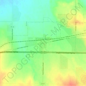 Mappa topografica Watkins, altitudine, rilievo