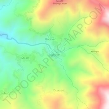Mappa topografica Sumadel, altitudine, rilievo