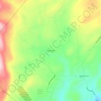 Mappa topografica Cherrytown, altitudine, rilievo