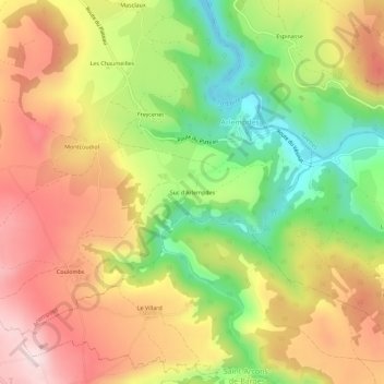 Mappa topografica Suc d'Arlempdes, altitudine, rilievo