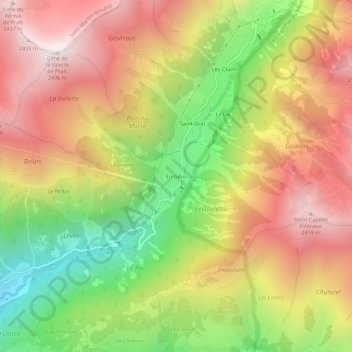 Mappa topografica En Giboï, altitudine, rilievo
