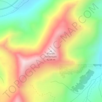Mappa topografica French Mountain, altitudine, rilievo