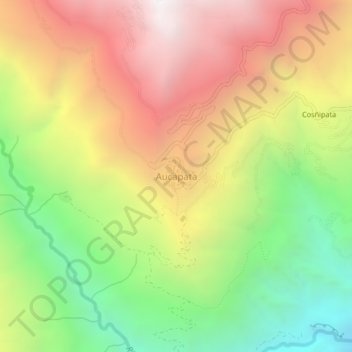 Mappa topografica Aucapata, altitudine, rilievo