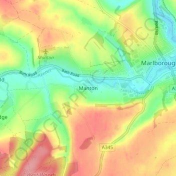 Mappa topografica Manton, altitudine, rilievo